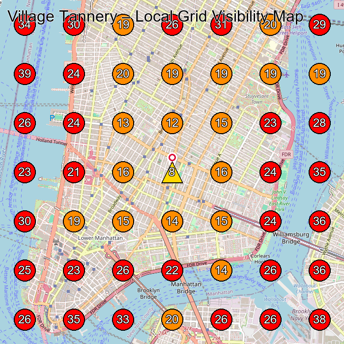 Village Tannery GeoGrid visibility map for Leather Goods Store in New York